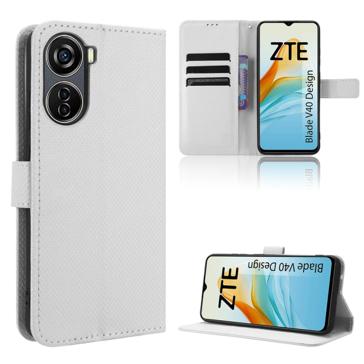 For ZTE Blade V40 Design Diamond Texture Leather Phone Case