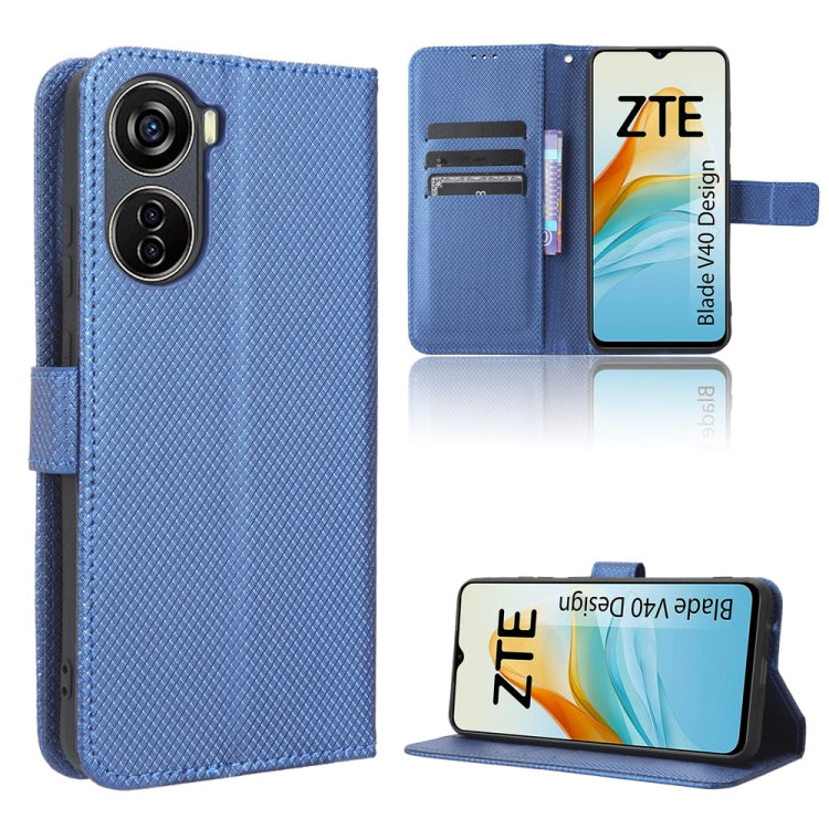 For ZTE Blade V40 Design Diamond Texture Leather Phone Case