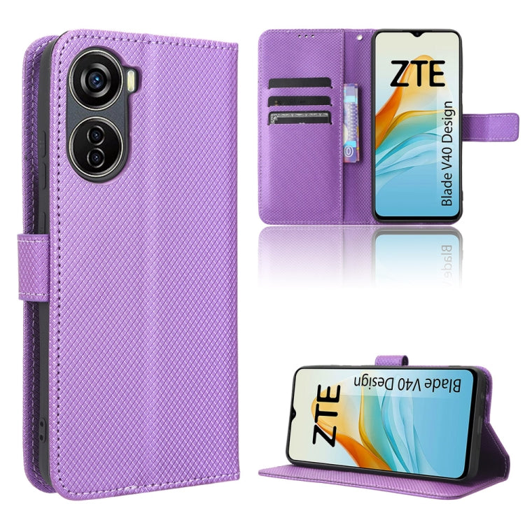 For ZTE Blade V40 Design Diamond Texture Leather Phone Case