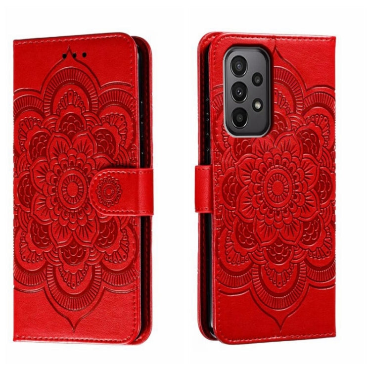 For Samsung Galaxy A24 5G Sun Mandala Embossing Pattern Phone Leather Case