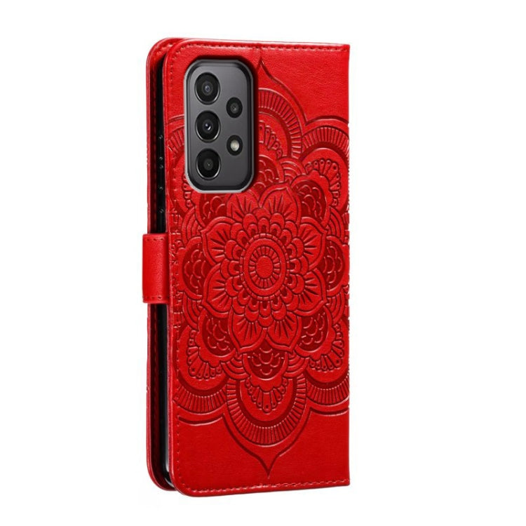For Samsung Galaxy A24 5G Sun Mandala Embossing Pattern Phone Leather Case