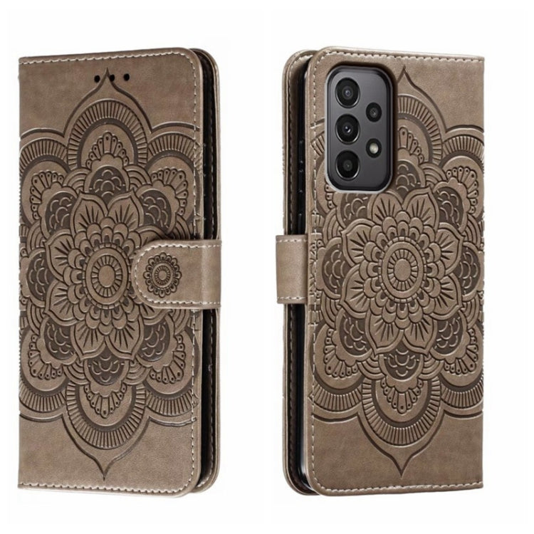 For Samsung Galaxy A24 5G Sun Mandala Embossing Pattern Phone Leather Case