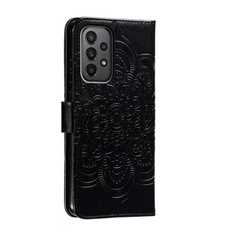 For Samsung Galaxy A24 5G Sun Mandala Embossing Pattern Phone Leather Case