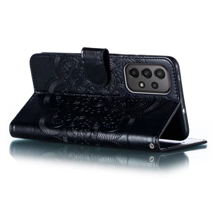 For Samsung Galaxy A24 5G Sun Mandala Embossing Pattern Phone Leather Case