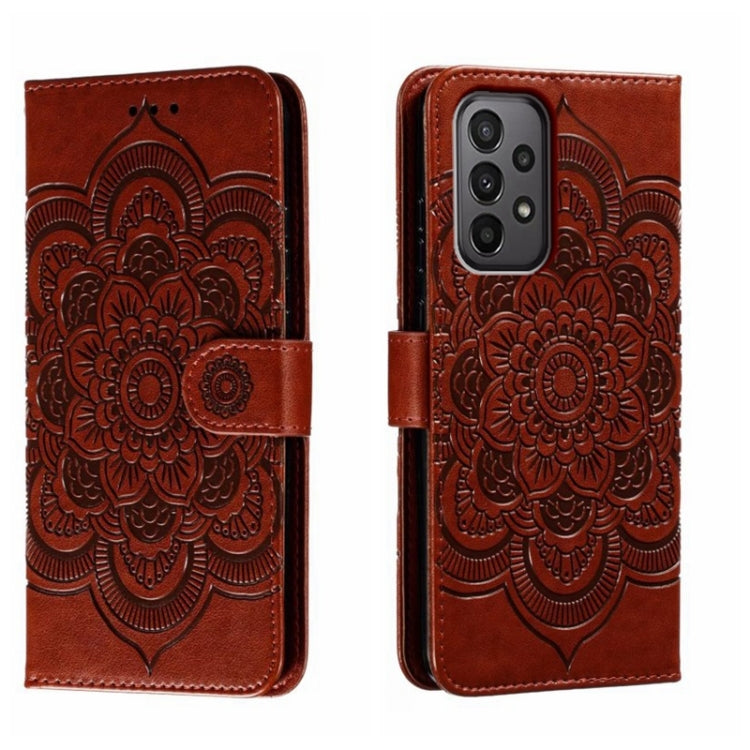 For Samsung Galaxy A24 5G Sun Mandala Embossing Pattern Phone Leather Case