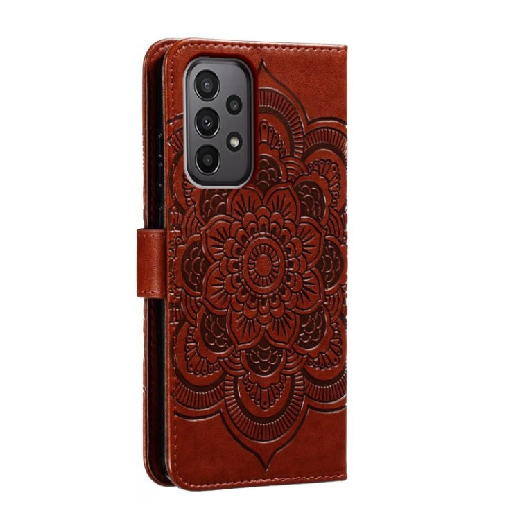 For Samsung Galaxy A24 5G Sun Mandala Embossing Pattern Phone Leather Case
