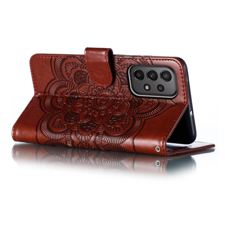 For Samsung Galaxy A24 5G Sun Mandala Embossing Pattern Phone Leather Case