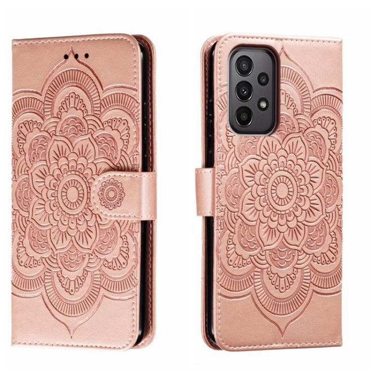 For Samsung Galaxy A24 5G Sun Mandala Embossing Pattern Phone Leather Case