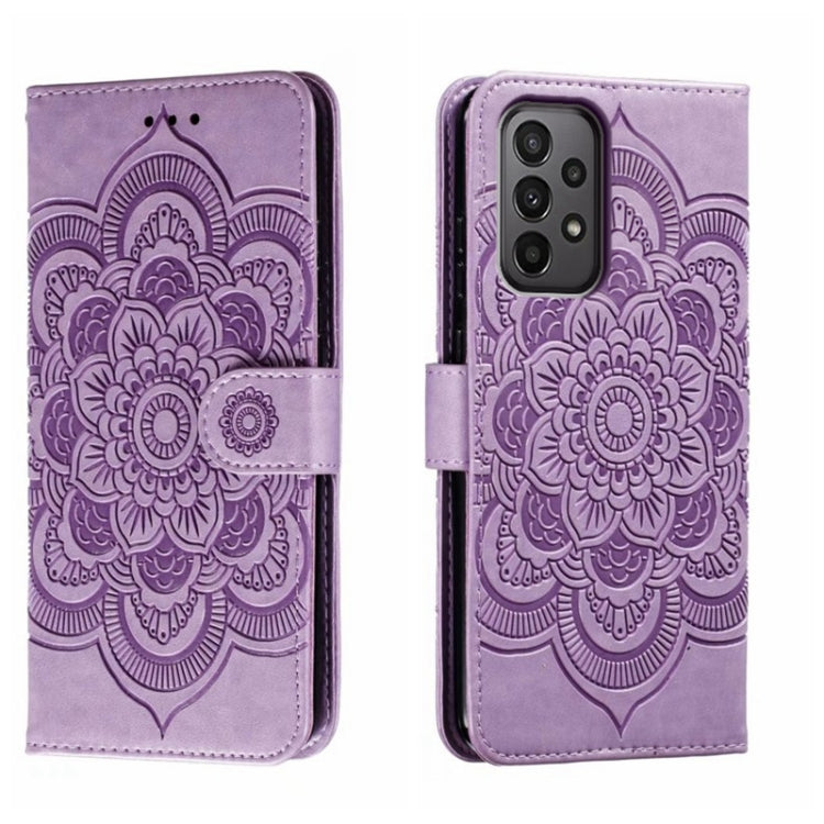 For Samsung Galaxy A24 5G Sun Mandala Embossing Pattern Phone Leather Case