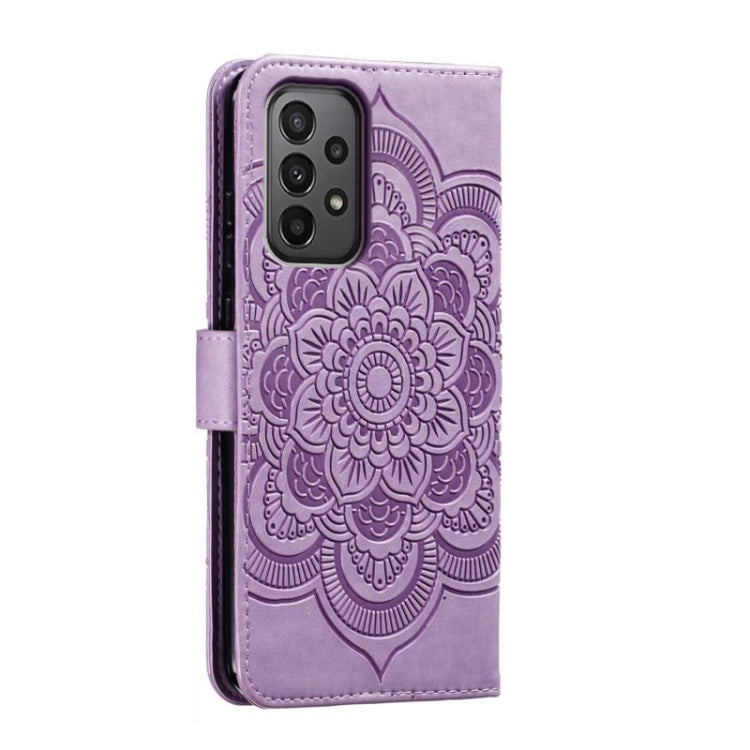 For Samsung Galaxy A24 5G Sun Mandala Embossing Pattern Phone Leather Case