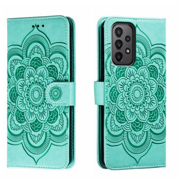 For Samsung Galaxy A24 5G Sun Mandala Embossing Pattern Phone Leather Case