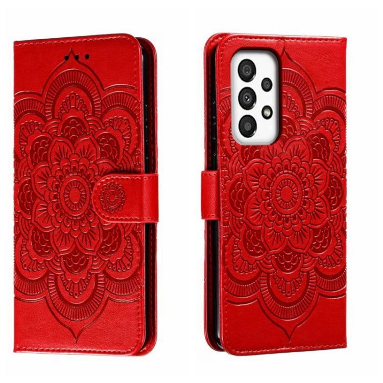 For Samsung Galaxy A34 5G Sun Mandala Embossing Pattern Phone Leather Case