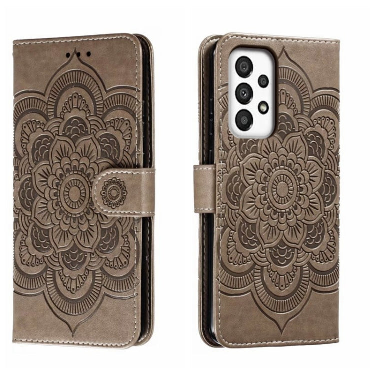 For Samsung Galaxy A34 5G Sun Mandala Embossing Pattern Phone Leather Case