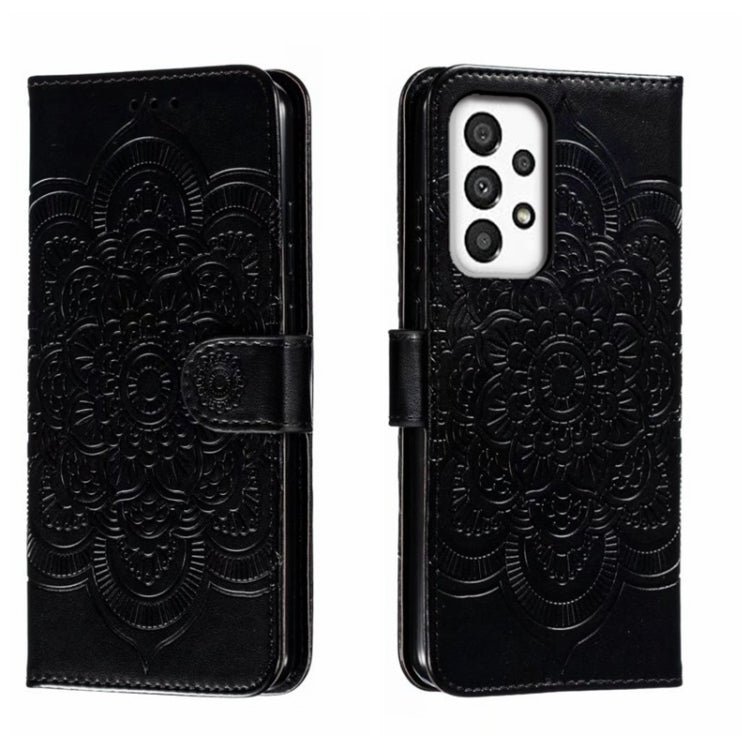 For Samsung Galaxy A34 5G Sun Mandala Embossing Pattern Phone Leather Case