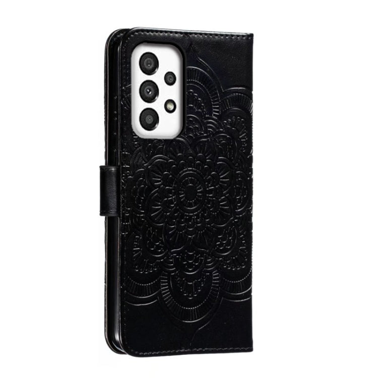 For Samsung Galaxy A34 5G Sun Mandala Embossing Pattern Phone Leather Case