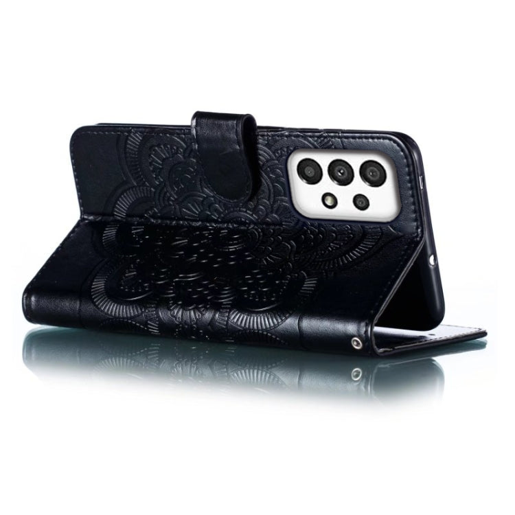 For Samsung Galaxy A34 5G Sun Mandala Embossing Pattern Phone Leather Case