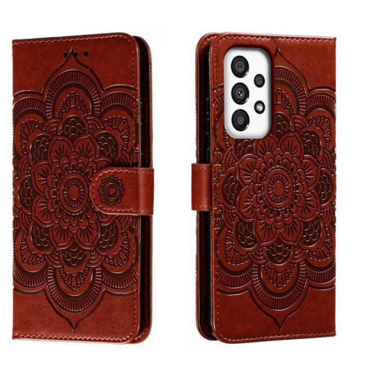 For Samsung Galaxy A34 5G Sun Mandala Embossing Pattern Phone Leather Case