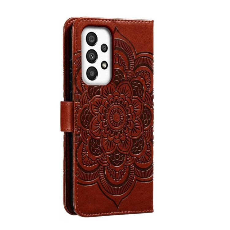 For Samsung Galaxy A34 5G Sun Mandala Embossing Pattern Phone Leather Case