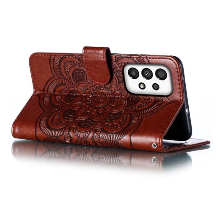 For Samsung Galaxy A34 5G Sun Mandala Embossing Pattern Phone Leather Case