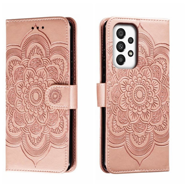 For Samsung Galaxy A34 5G Sun Mandala Embossing Pattern Phone Leather Case