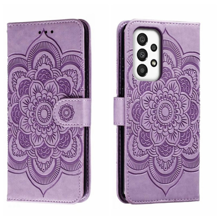 For Samsung Galaxy A34 5G Sun Mandala Embossing Pattern Phone Leather Case