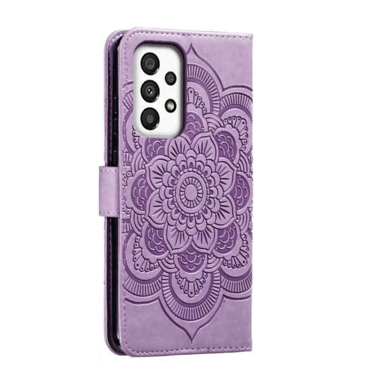 For Samsung Galaxy A34 5G Sun Mandala Embossing Pattern Phone Leather Case