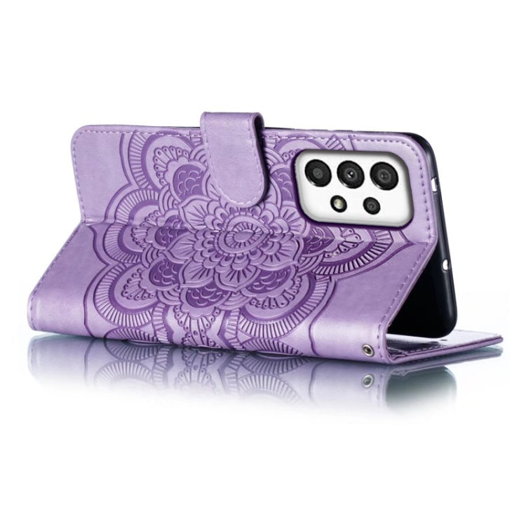 For Samsung Galaxy A34 5G Sun Mandala Embossing Pattern Phone Leather Case
