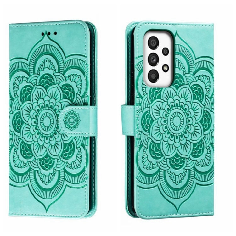 For Samsung Galaxy A34 5G Sun Mandala Embossing Pattern Phone Leather Case