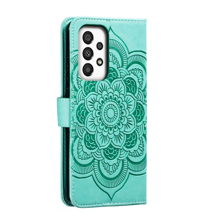 For Samsung Galaxy A34 5G Sun Mandala Embossing Pattern Phone Leather Case