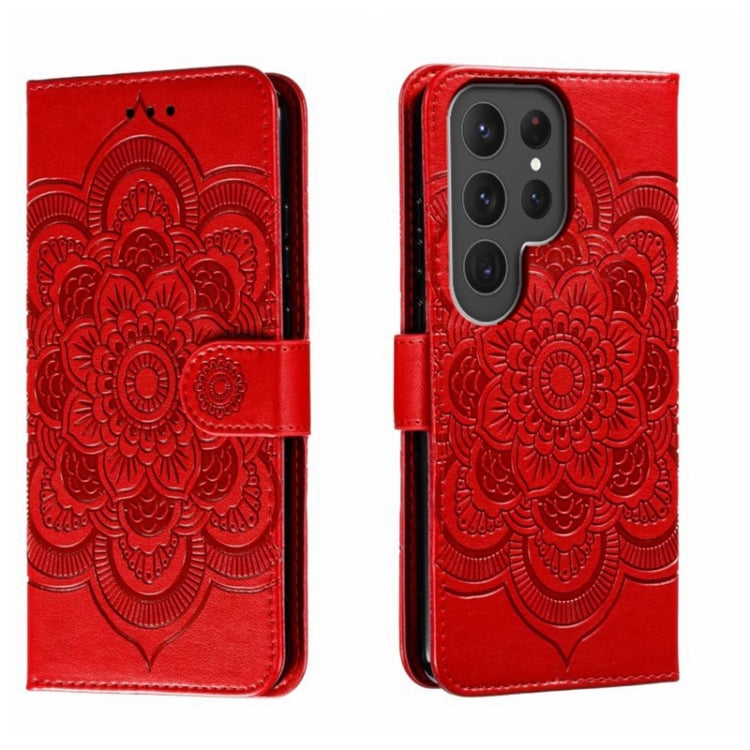 For Samsung Galaxy S23 Ultra 5G Sun Mandala Embossing Pattern Phone Leather Case