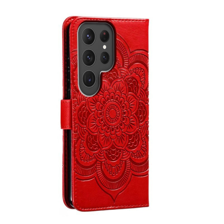 For Samsung Galaxy S23 Ultra 5G Sun Mandala Embossing Pattern Phone Leather Case