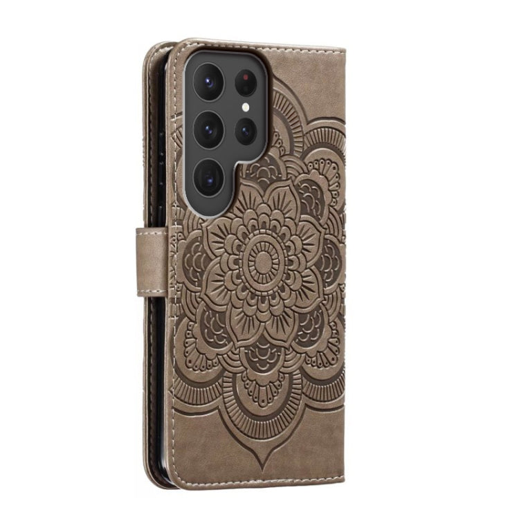 For Samsung Galaxy S23 Ultra 5G Sun Mandala Embossing Pattern Phone Leather Case