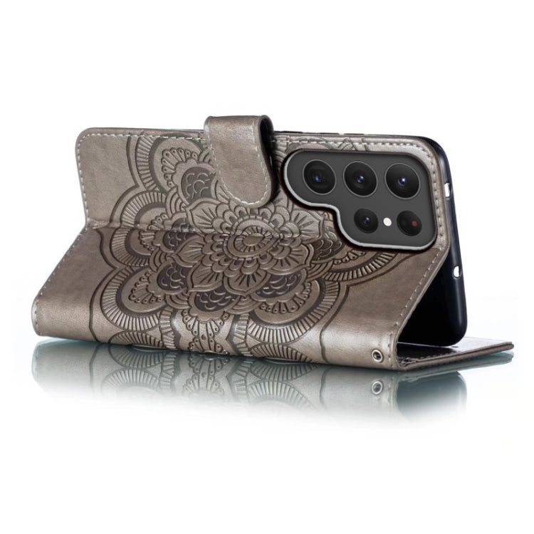 For Samsung Galaxy S23 Ultra 5G Sun Mandala Embossing Pattern Phone Leather Case
