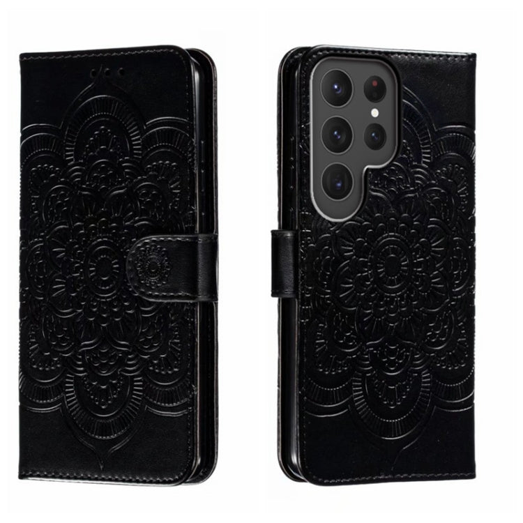 For Samsung Galaxy S23 Ultra 5G Sun Mandala Embossing Pattern Phone Leather Case