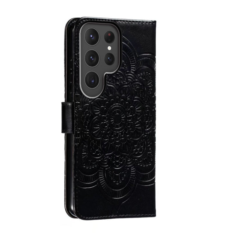 For Samsung Galaxy S23 Ultra 5G Sun Mandala Embossing Pattern Phone Leather Case