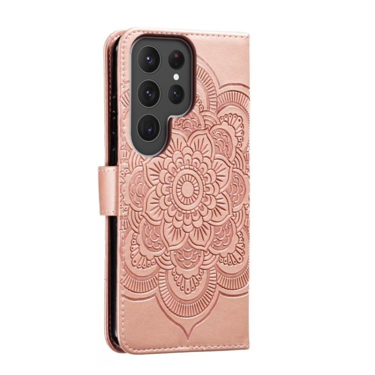 For Samsung Galaxy S23 Ultra 5G Sun Mandala Embossing Pattern Phone Leather Case