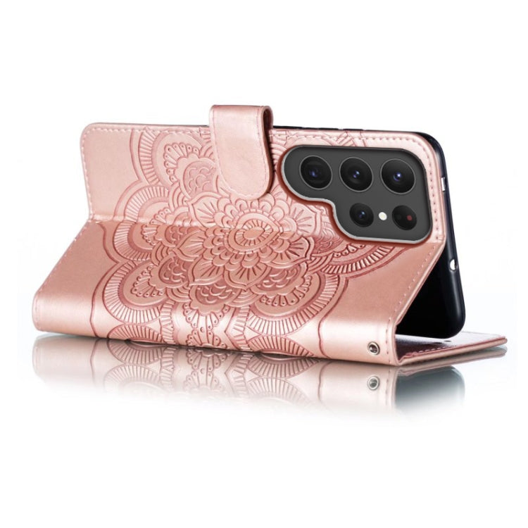For Samsung Galaxy S23 Ultra 5G Sun Mandala Embossing Pattern Phone Leather Case