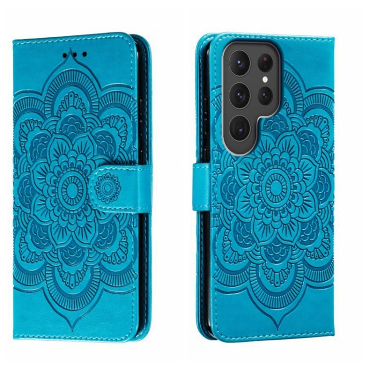 For Samsung Galaxy S23 Ultra 5G Sun Mandala Embossing Pattern Phone Leather Case