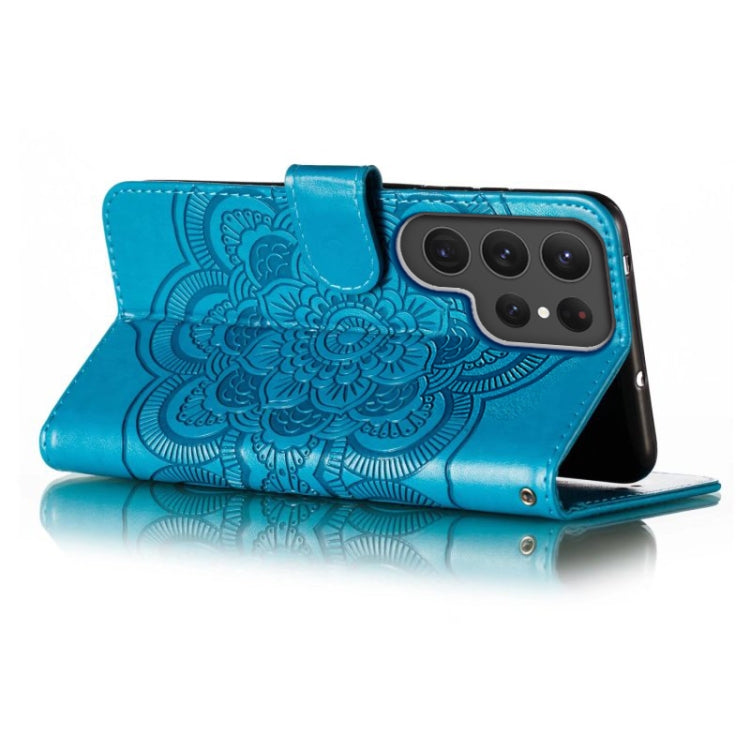 For Samsung Galaxy S23 Ultra 5G Sun Mandala Embossing Pattern Phone Leather Case