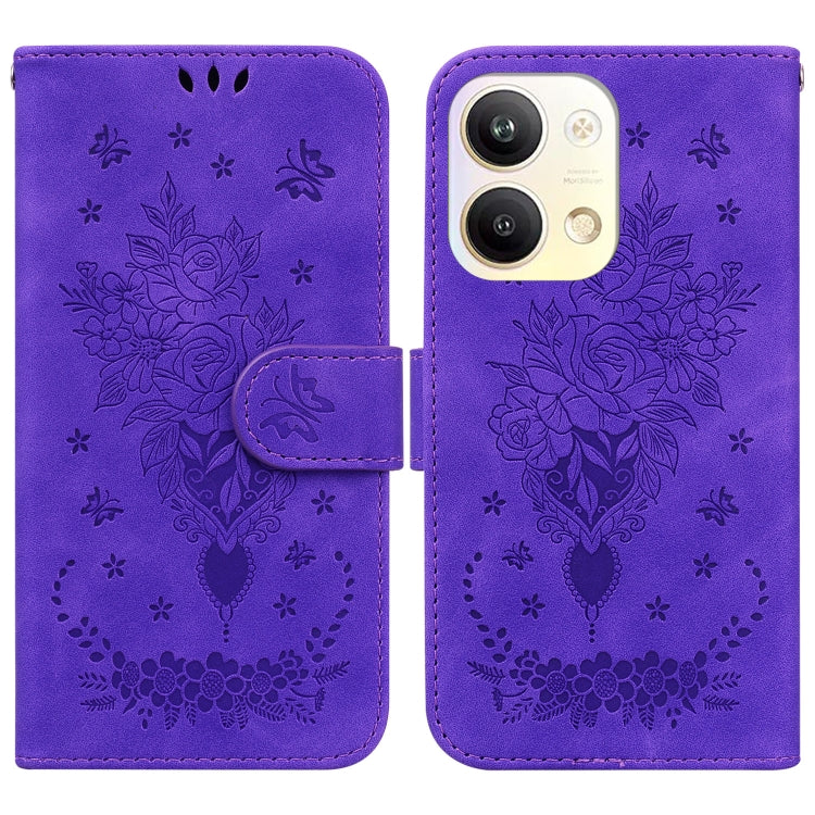 For OPPO Reno9 Pro Butterfly Rose Embossed Leather Phone Case