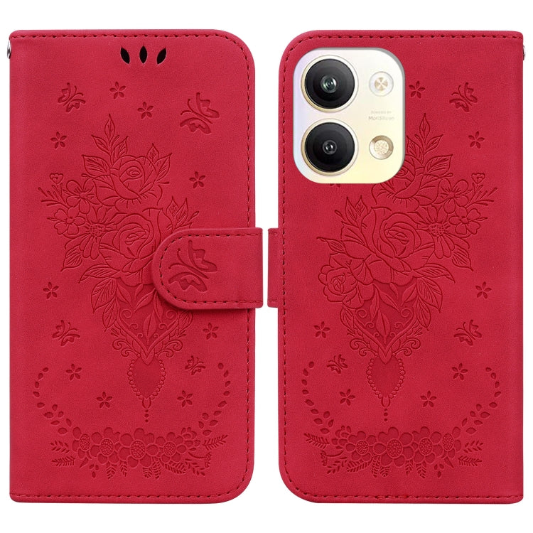 For OPPO Reno9 Pro Butterfly Rose Embossed Leather Phone Case