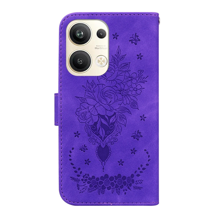 For OPPO Reno9 Pro+ Butterfly Rose Embossed Leather Phone Case