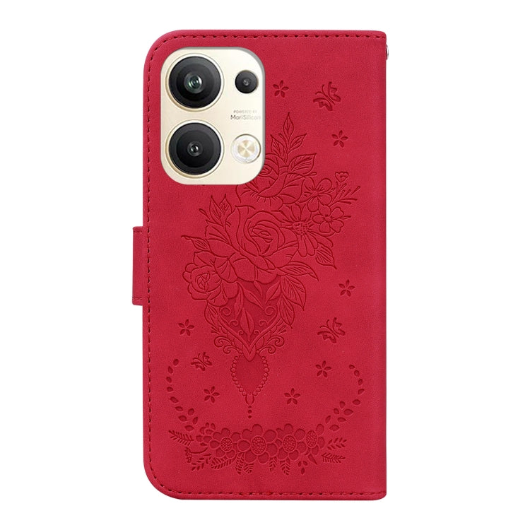 For OPPO Reno9 Pro+ Butterfly Rose Embossed Leather Phone Case
