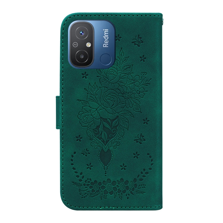 For Xiaomi Redmi 12C / 11A Butterfly Rose Embossed Leather Phone Case