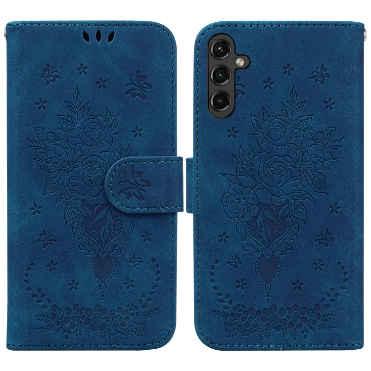 For Samsung Galaxy A24 4G Butterfly Rose Embossed Leather Phone Case