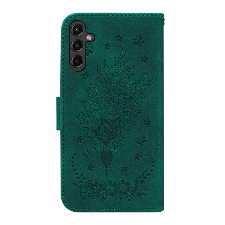 For Samsung Galaxy A24 4G Butterfly Rose Embossed Leather Phone Case