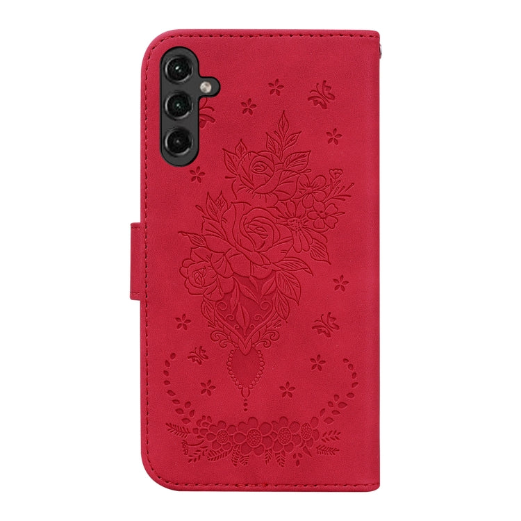 For Samsung Galaxy A24 4G Butterfly Rose Embossed Leather Phone Case