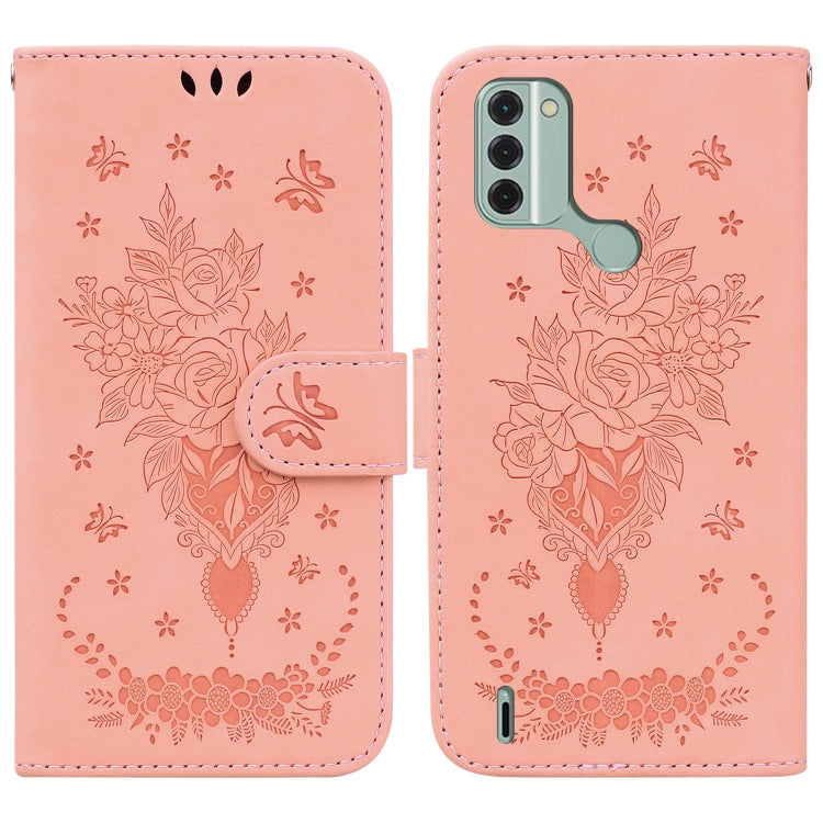 For Nokia C31 Butterfly Rose Embossed Leather Phone Case
