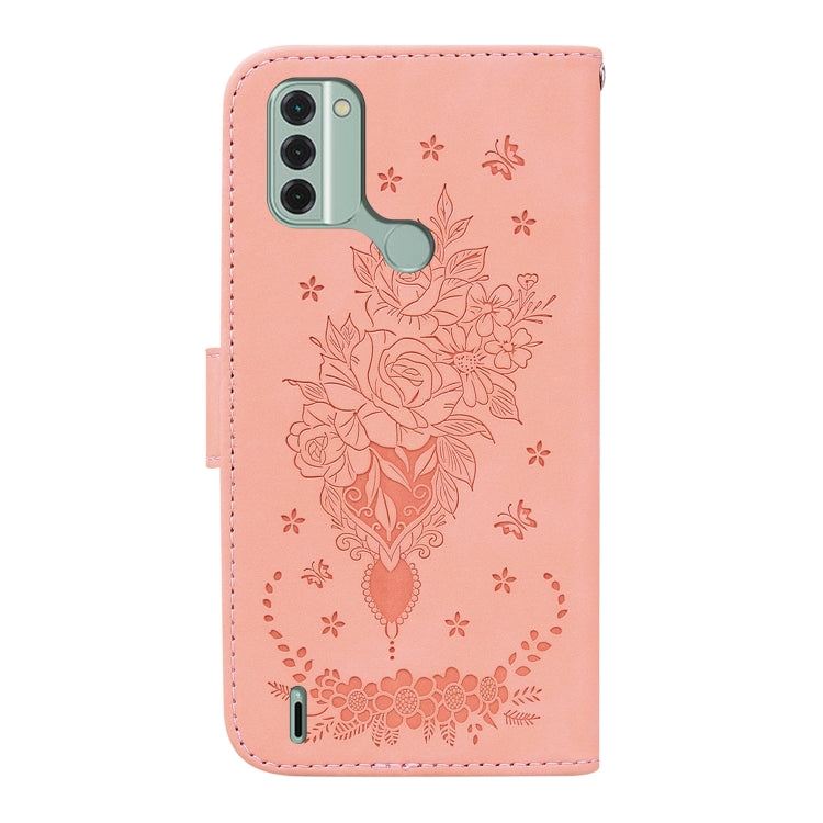 For Nokia C31 Butterfly Rose Embossed Leather Phone Case