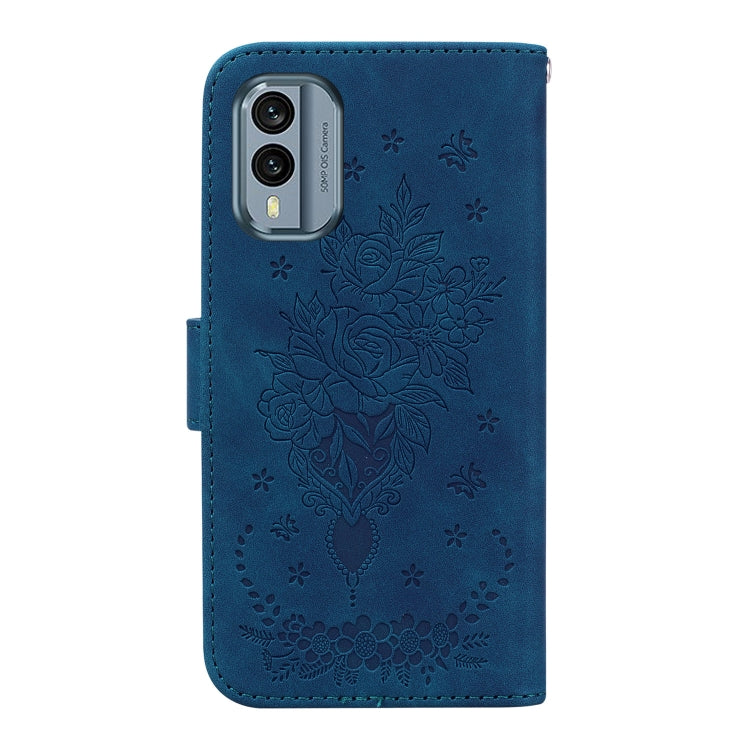 For Nokia X30 Butterfly Rose Embossed Leather Phone Case